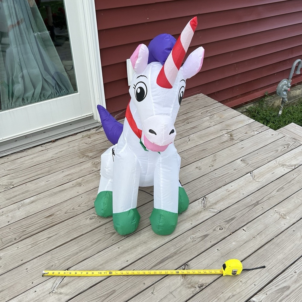 Holiday CHRISTMAS UNICORN Airblown Inflatable Holiday Yard Decor 3.5 feet